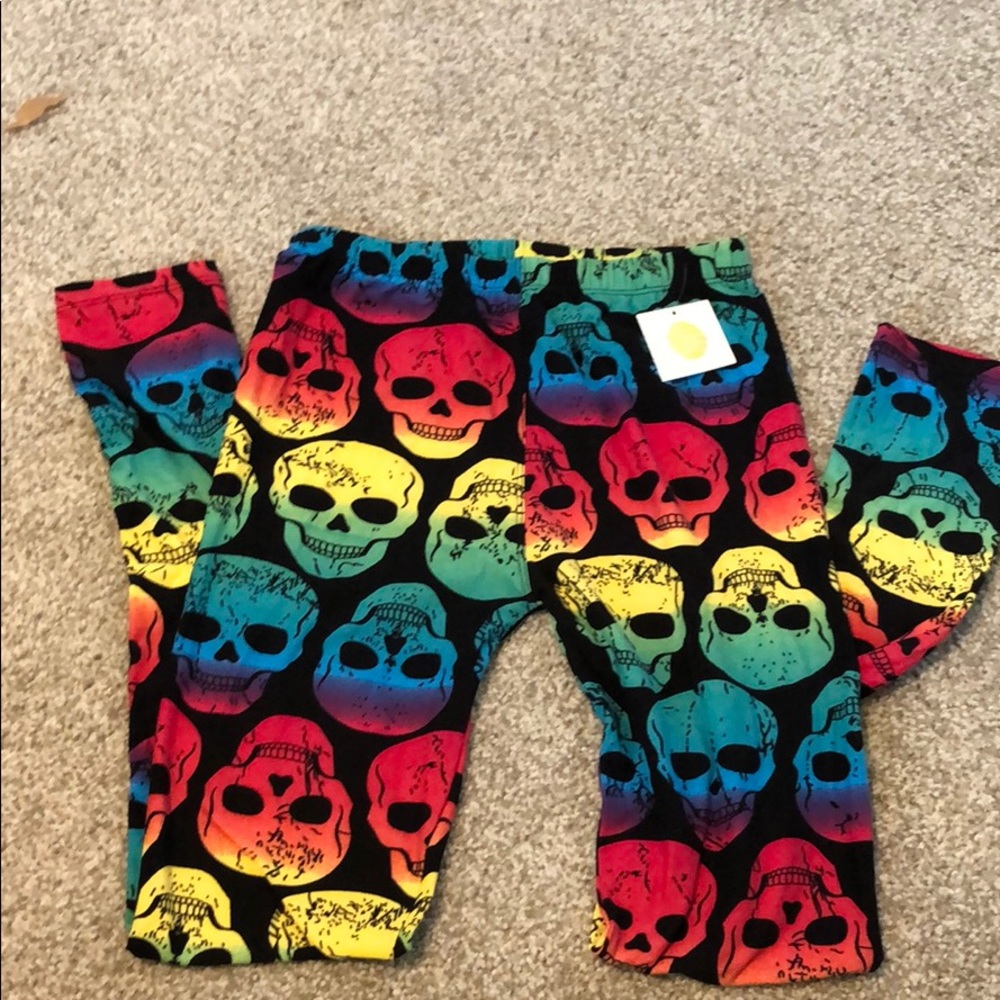 Halloween skull leggings rainbow abstract